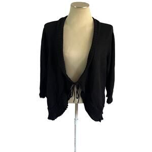 Vtg Y2K 2000s Black Tie Front Cardigan Plus Sz 3X Whimsygoth Fairy Grunge
